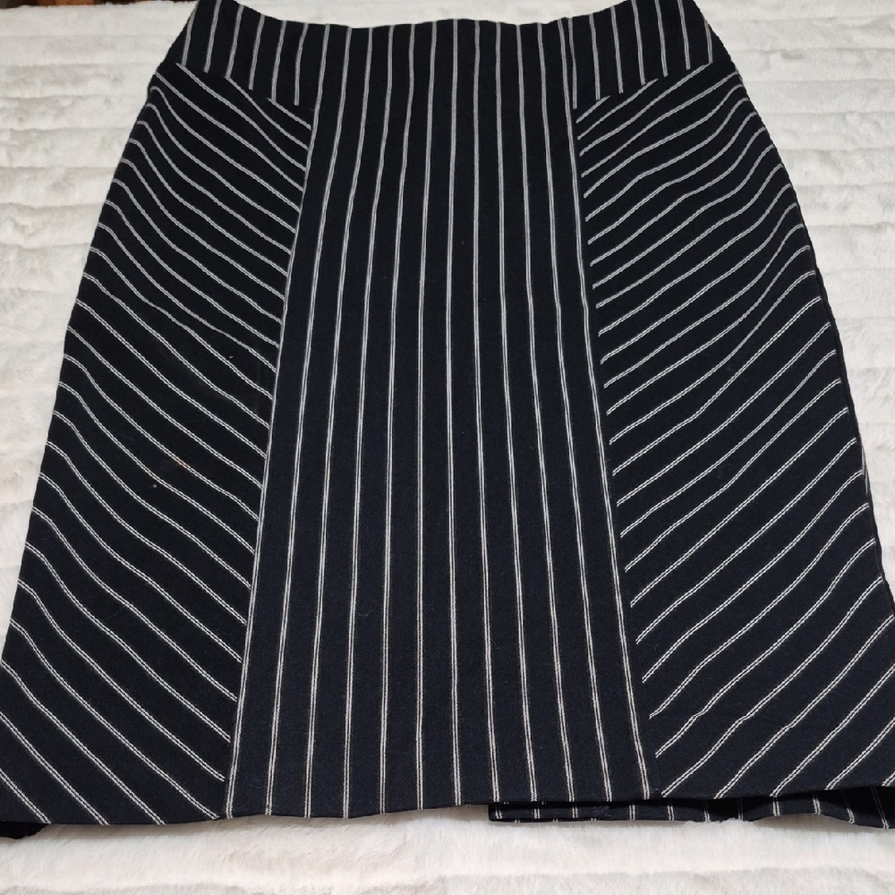 New York & Company Black and White Striped Pencil Skirt